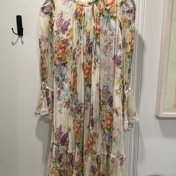 Needle & Thread Dresses & Skirts - Needle & Thread Floral Diamond Chiffon Dress in Champagne